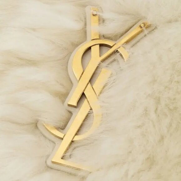 SAINT LAURENT POLAIRE SHEARLING LEATHER TRIMMED OVERSIZED NIKI CHAIN BAG NWT - Picture 5 of 9